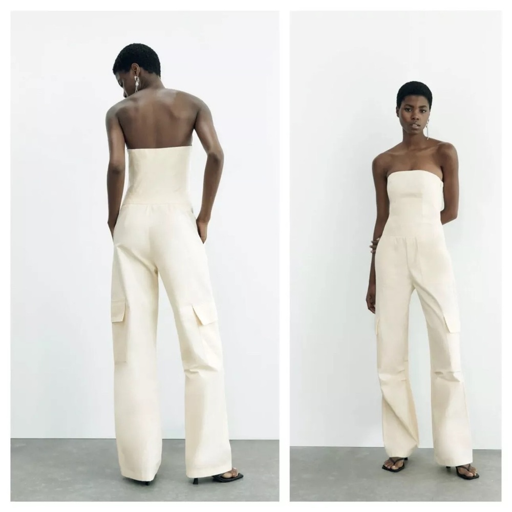Zara Cream Strapless Jumpsuit
